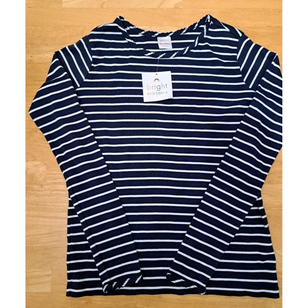 Hanna Andersson Bright Kids Basics Long Sleeve T-shirt Stripe Girls Sz 14-16 NWT